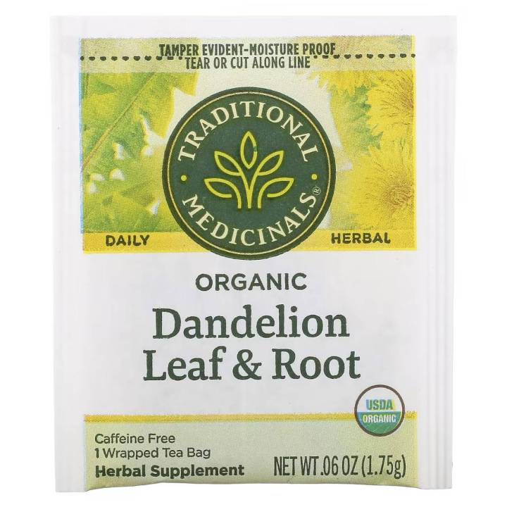 traditional-medicinals-herbal-teas-organic-dandelion-leaf-amp-root-tea-naturally-caffeine-free-16-wrapped-tea-bags-ชาสมุนไพร-ชาออแกนิค-ปราศจากคาเฟอีนโดยธรรมชาติ-พร้อมส่ง