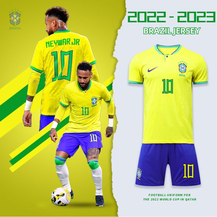 Áo Bóng Đá Neymar World Cup 2022 Áo Thi Đấu Bóng Đá Sân Nhà Đội Tuyển Quốc  Gia Brazil (No. 3/5/10/11/20) | Lazada.Vn
