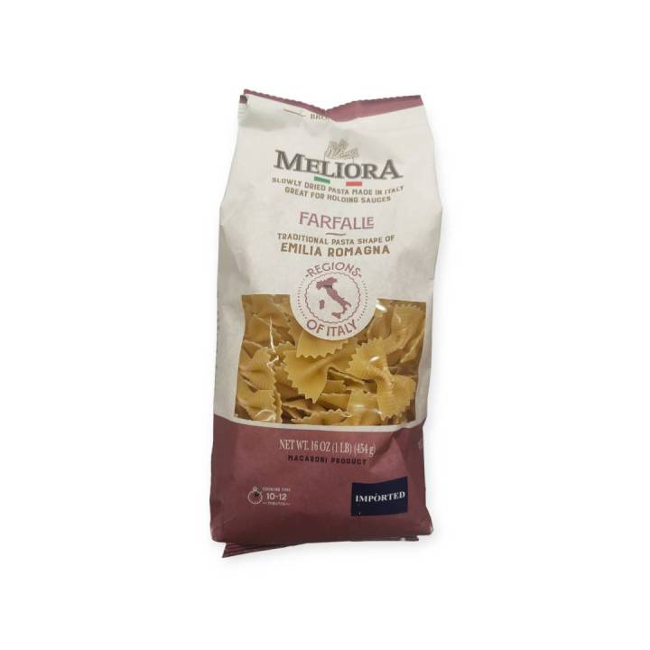 meliora-farfalle-pasta-454g-ฟาเฟลเล่-พาสต้า-เส้นพาสต้า454กรัม