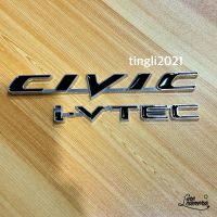 โลโก้ civic i-vtec รุ่น FD สีดำขอบเงิน ชิ้นงานโลหะ ราคาต่อคู่ 2 ชิ้น