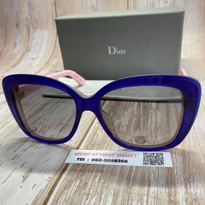 แว่น DIOR Promesse2 แว่นตากันแดด ของแท้100% รับประกัน1ปี รุ่น 3IJEU - สีน้ำเงิน / ชมพู Christian Dior Made in Italy