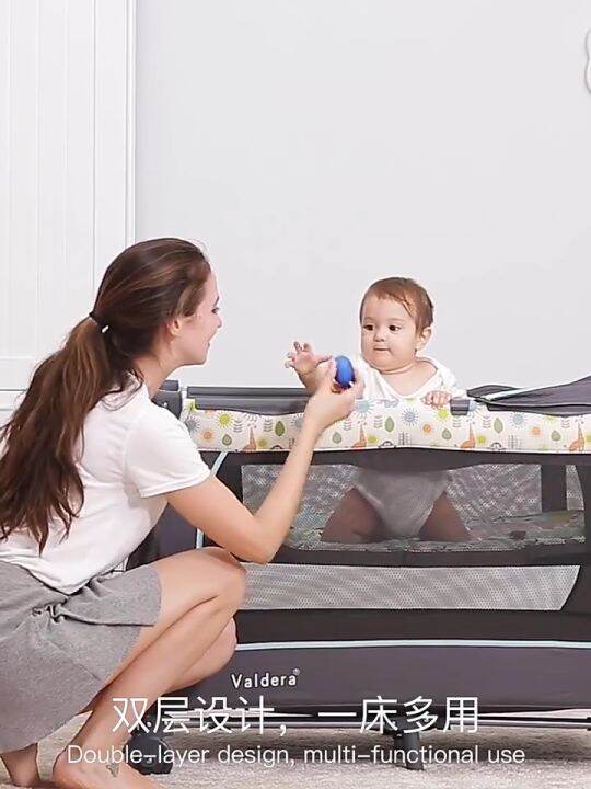 Crib For Baby Foldable Portable Liftable Cribs 2 Level Baby Bed For