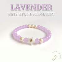 BASE ON YOU - Tiny stone alphabet : LAVENDER (กำไลข้อมือหินนำโชค)