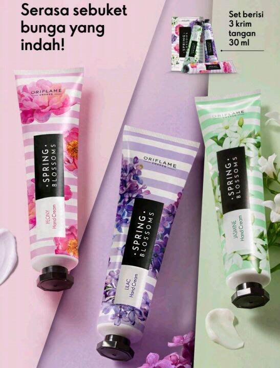 Spring Blossoms Hand Cream Trio Peony Lilac Jasmine (1 box isi 3 macam
