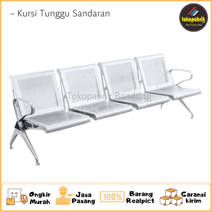 Kursi Tunggu 4 Dudukan Stainless Steel Kursi Bandara Tanpa Sandaran