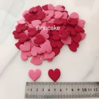 หัวใจแต่งเค้ก100ชิ้น กินได้ น้ำตาลกัมเพส gumpaste heart