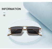 แว่นกันแดดGAMT Luxurious Narrow Rectangular Metal Rim High Temple ขนาด52mm. เลนส์ดำกรอบทอง Sunglasses Gold Black.