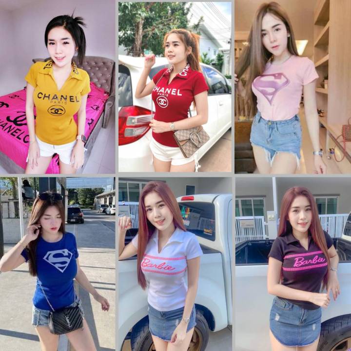 เสื้อนมโต-เสื้อเชิ้ตเข้ารูป-เสื้อรัดรูป-ลายชาแนล-ลายบาร์บี้-มีหลากหลายสี-ผ้ายืดตามตัว-สินค้าเกรดพรีเมี่ยม