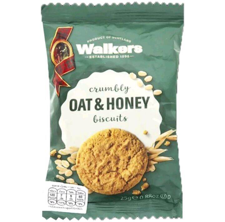 วอคเกอร์ คุกกี้ข้าวโอ๊ตผสมน้ำผึ้ง Walkers Oat & Honey Biscuit 25g