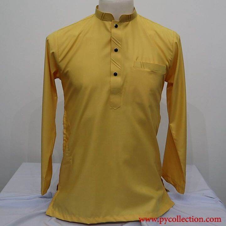 Ready Stock New Kurta Warna Yellow Dewasa Cotton Slim Fit Buatan Malaysia 100 Cotton Kain Sejuk 7633