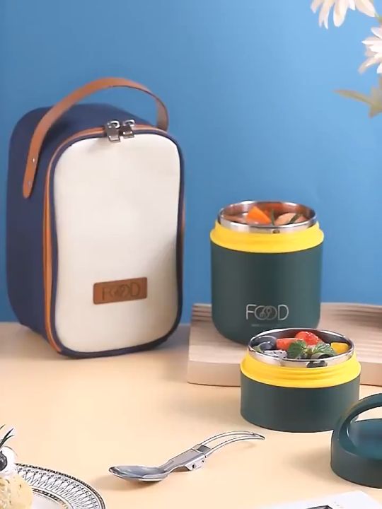 304 Stainless Steel Vacuum Thermal Lunch Box Insulated Lunch Bag Food Warmer  Soup Cup Thermos Containers Bento Box For Students