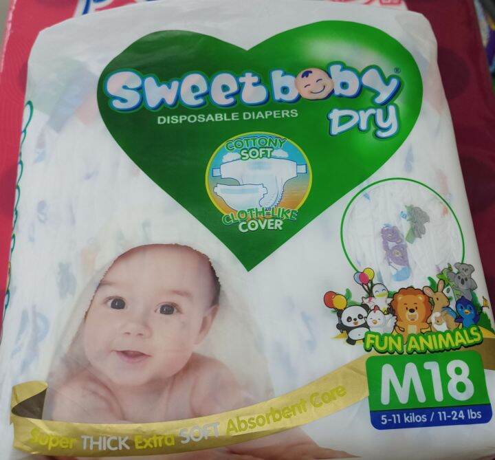 SWEET BABY DRY DISPOSABLE DIAPER MEDIUM 18 PADS Lazada PH