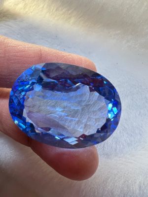 Blue Topaz  79 carats 32x25 มิลลิเมตร..(1 เม็ด) MM รูป OVAL สีบลูโทพาส พลอย สำหรับตัดสำเร็จรูป เนื้อแข็ง BLUE TOPAZ CULTURE STONE