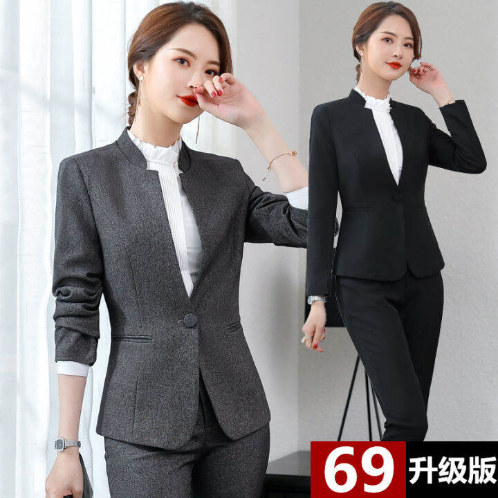 Business Wear Women's Spring and Autumn New Long-Sleeved Suit Women's OL Formal  Wear Temperament Hotel Front Desk Work Clothes Workwear | Lazada PH