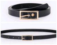 เข็มขัดแฟชั่น เข็มขัดเส้นเล็ก น่ารักๆ หัวเหลี่ยม Metal Buckle Belt สีดำ