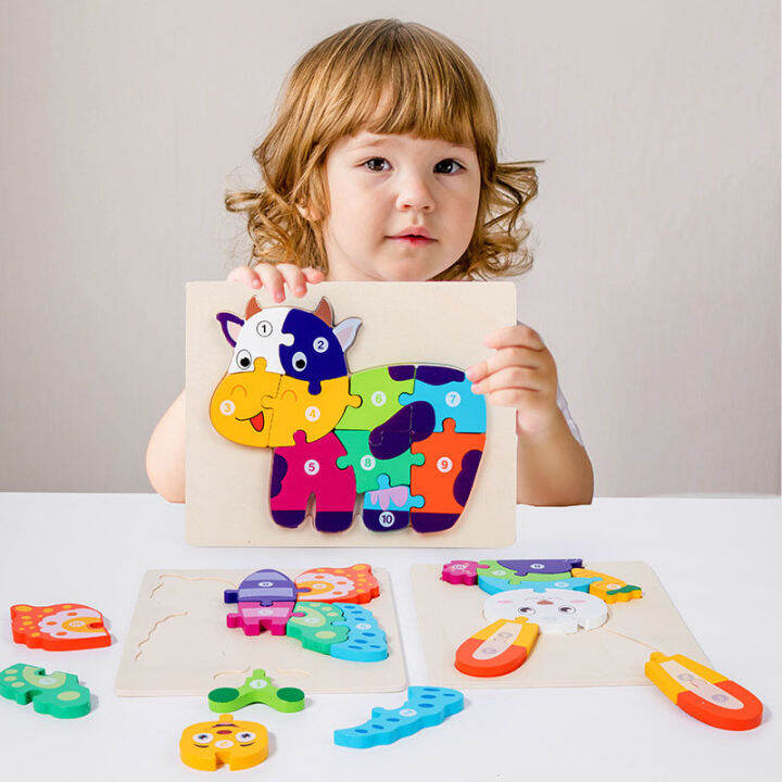 Children's Wooden ThreeDimensional Puzzle, Animal Puzzle Cognitive