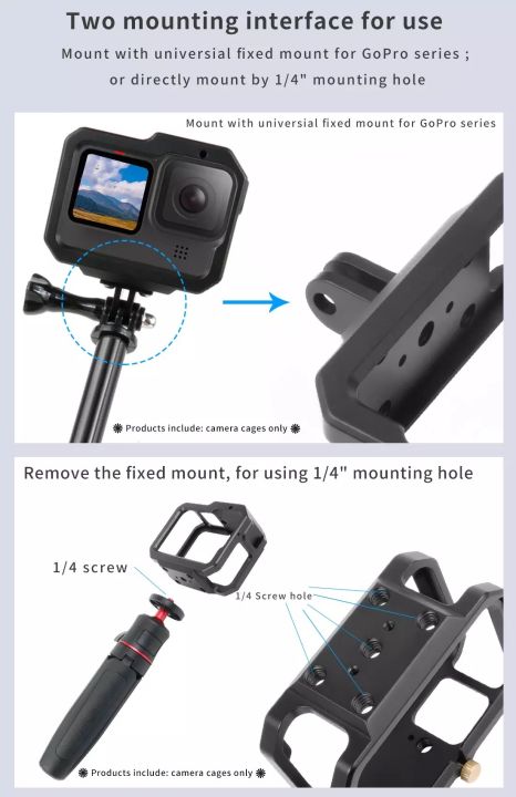 aluminum-alloy-housing-cage-protective-frame-case-with-clod-shoe-mount-1-4-hole-for-gopro-hero-12-11-10-9-action-camera-cage-rig