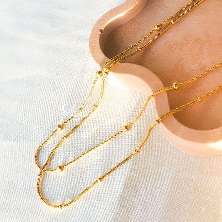 Lunalene.mnl ⋆ Dainty Satellite Ball Chain Necklace (18k goldplated stainless steel) Lazada PH