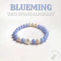 BASE ON YOU - Tiny stone alphabet : BLUEMING (กำไลข้อมือหินนำโชค)