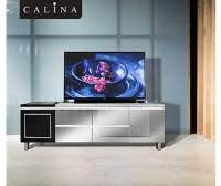 [พร้อมจัดส่ง] ตู้วางทีวี CALINA ลายหินอ่อน วัสดุไม้ปาติเกล รุ่น GLASS กระจก ขนาด 160 x 40 ซม. สีขาว