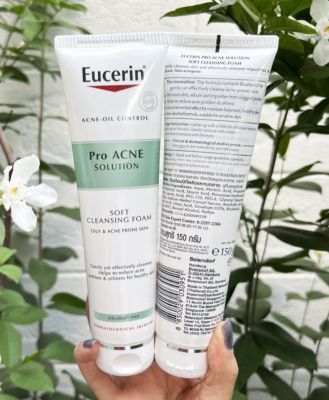 โฟมล้างหน้า เหมาะสำหรับผิวมัน+เป็นสิว* Eucerin Pro Acne Solution Soft Cleansing Foam 150g.