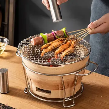 1pc, Mini Charcoal Grill, Hibachi Grill Japanese Style Round Ceramic Stove,  Round Table Top Charcoal Grill, Portable Outdoor Grill, Indoor Grill Oven