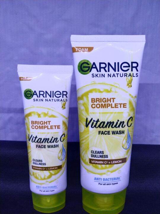 Garnier Bright Complete vit C+ Lemon Face wash 100g/50g Lazada Indonesia