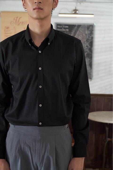 shirtoria-cotton-ลาย-black-herringbone-เสื้อเชิ้ต-แขนยาว