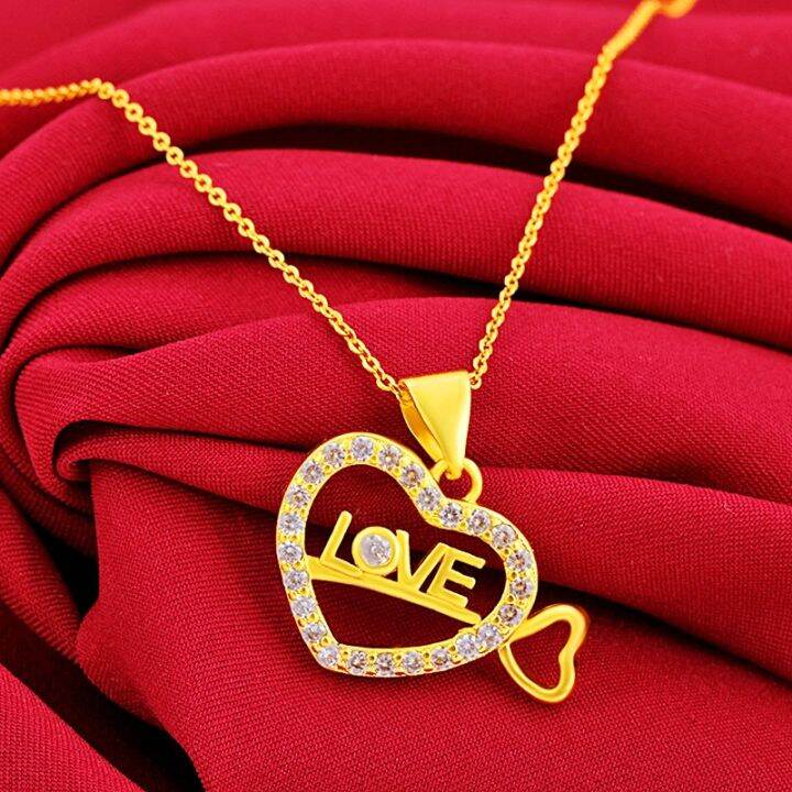 24k gold plated love necklace and perfect to gift someone👌 Lazada PH