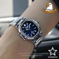 GRAND EAGLE นาฬิกาข้อมือผู้หญิง สายสแตนเลส รุ่น AE8014Lเพชร – SILVER/NAVYBLUE