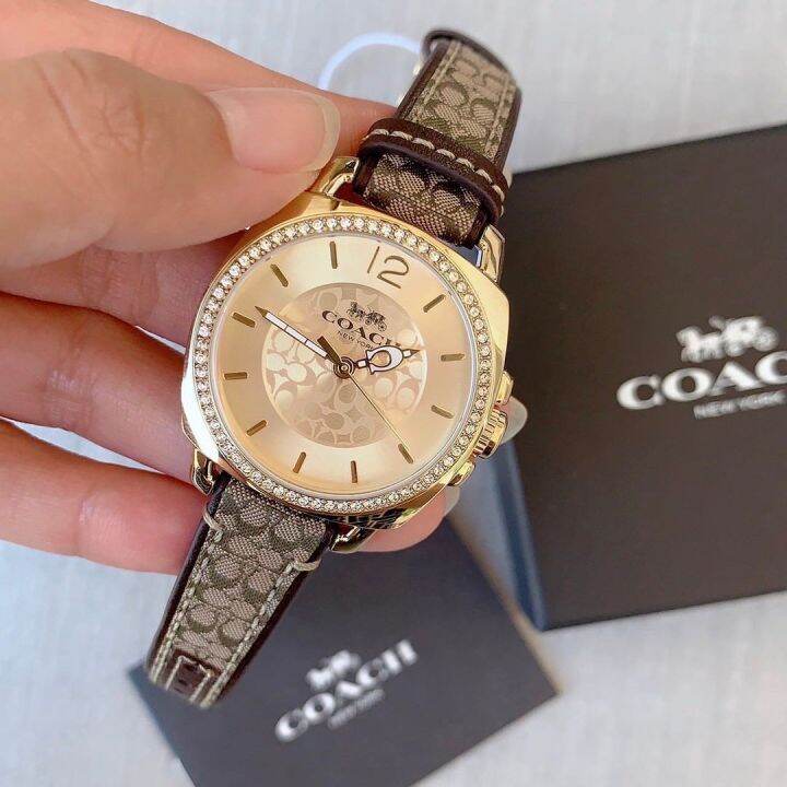 นาฬิกา-coach-14503150-นาฬิกาผู้หญิง-หน้าปัดล้อมคริสตันสีทอง-ขนาด-34mm