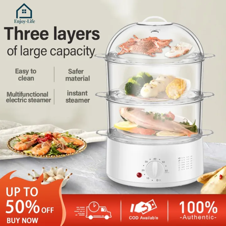 Electric steamer household 3-layer siu-mai siumai electric steamer ...