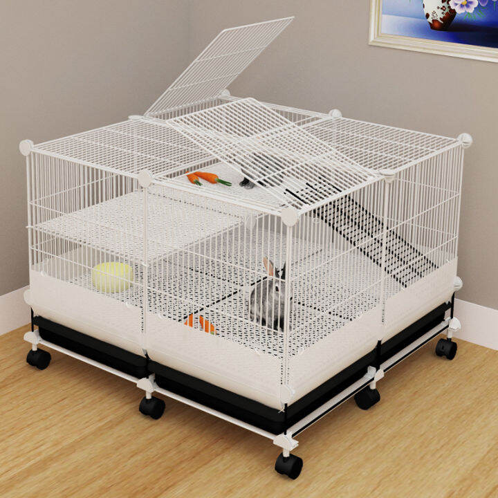 Rabbit Cage Anti-Spray Urine Indoor with Wheels Household Rabbit Nest ...