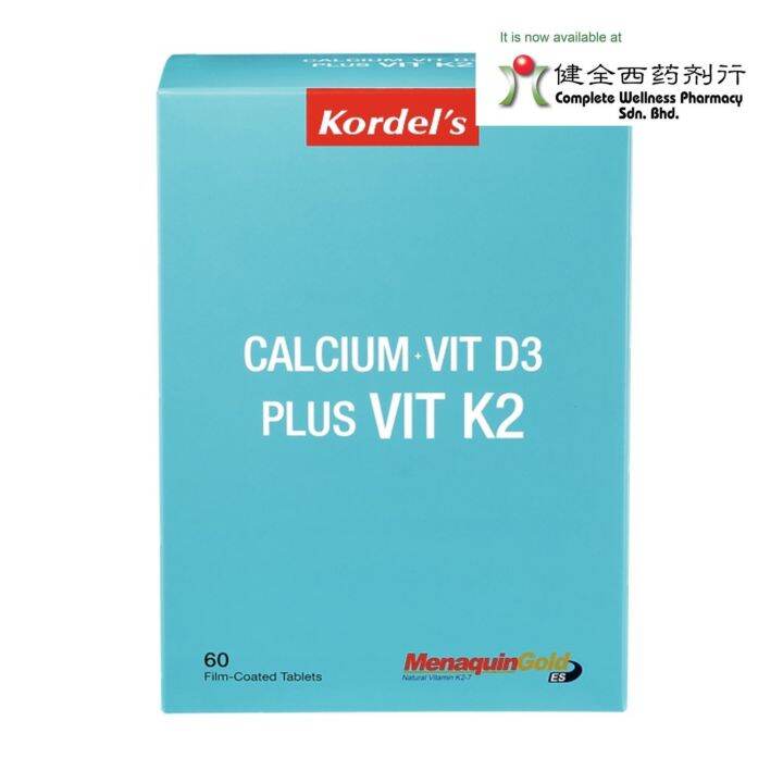 Kordel’s Calcium + Vitamin D3 Plus Vitamin K12 Film Coated Tabs 60s