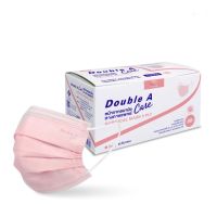 Double A Care หน้ากากอนามัยทางการแพทย์ ชนิดยางยืด 3 ชั้น สีชมพู SURGICAL MASK 3L level 2