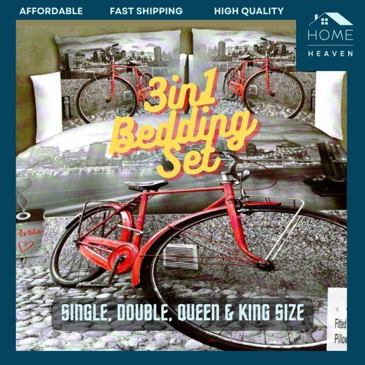 Home Heaven Bedsheet 3 In 1 Set On Sale Grey Bike In Paris 1pc