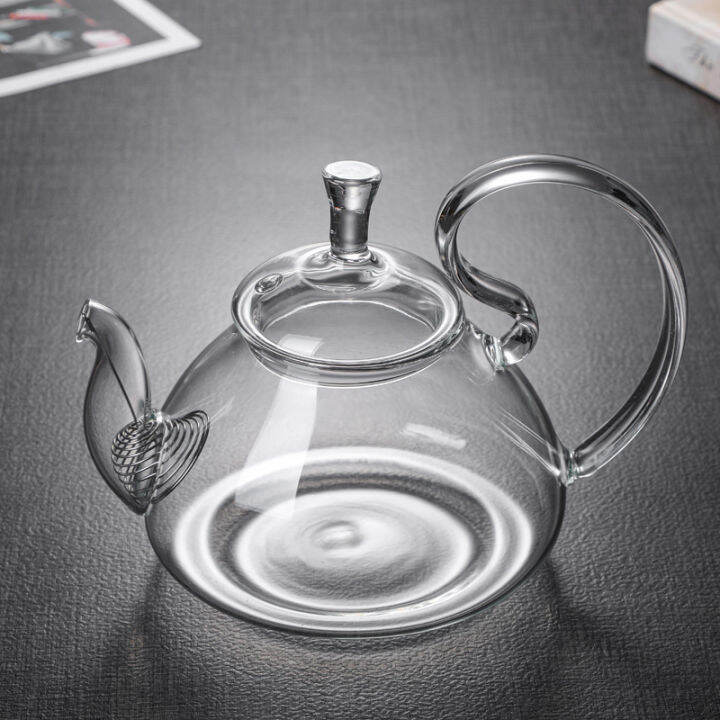 HeatResistant Glass Tea Set Antidrop Cover Flower Teapot High Handle