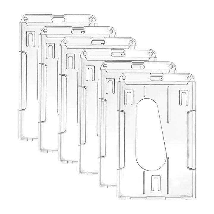 Transparent Hard Plastic Vertical ID Work Card Sleeve DoubleSided