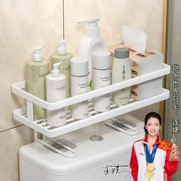 Shelf Above The Toilet Tank Bathroom Organizer Punch-free Storage Rack Bathroom  Shelf Shampoo Tray Stand