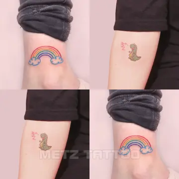 Rainbow Dinosaur Tattoos  Tatuajes minimalistas Tatuajes que hacen juego  Tinta para tatuaje