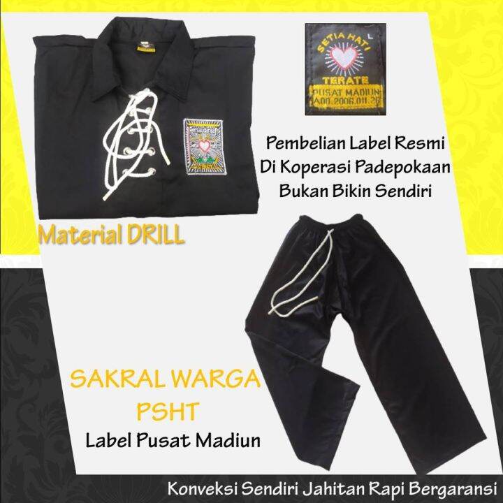 Sakral Warga PSHT Seragam Silat PSHT Bordir Label Pusat Madiun Ori