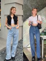 THESUNCO-JEANS01 กางเกงยีนส์ ขากระบอกตรงเอวสูงเก็บหุ่น งานตัด Thesun_co