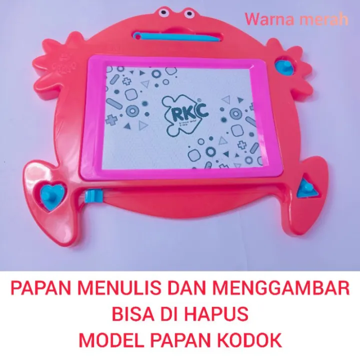 papan belajar menulis dan menggambar bisa di hapus warna merah/papan