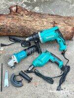 Makita โปรโมชั่น 3 ชิ้น สว่าน 2 ตัว +หินเจียร