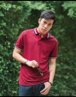 เสื้อโปโล bulltus brand สีเลือดหมู รอบอก 38 - 60 นิ้ว