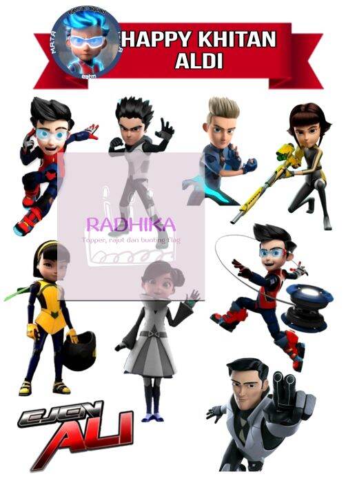 Topper hiasan kue ejen ali custom nama | Lazada Indonesia