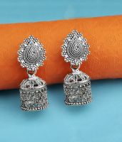 EVINCO JEWELRY OXIDIZED JHUMKI EARRINGS