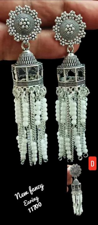 ต่างหูอินเดีย-งานออกซิไดช์-by-premier-collections-indian-oxidized-jumki-earrings