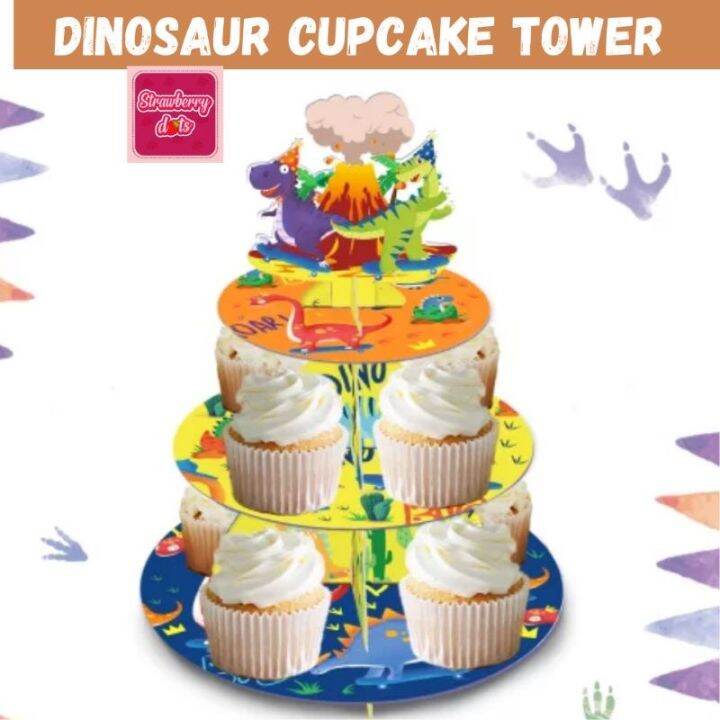 Dinosaur Cupcake Tower Dinosaur Cupcake Stand Dinosaur Party Lazada PH