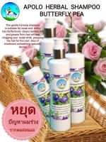 หยุดปัญหาผมร่วง แชมพูสูตรธรรมชาติ APOLO  HERBAL  SHAMPOO BUTTERFLY PEAแชมพูอัญชัน  ของแท้